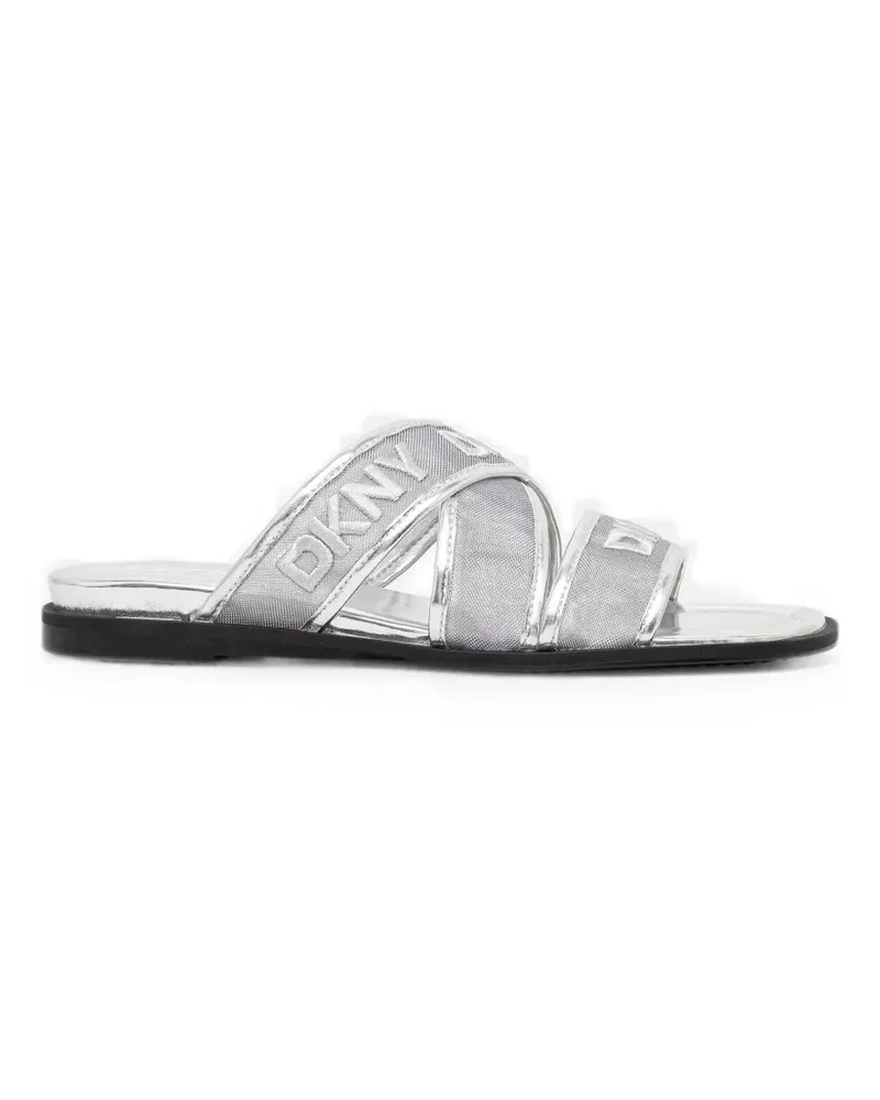 DKNY Cerelia Pantoletten mit Logo-Stickerei - Silber Silber