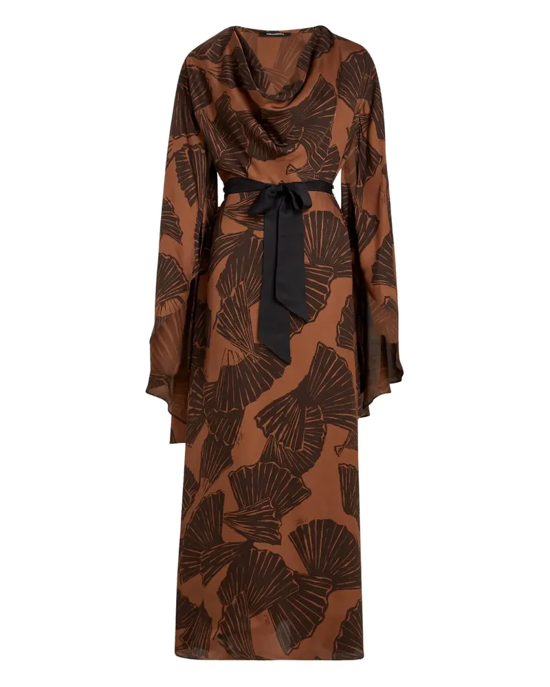 Karl Lagerfeld Maxikleid mit Fächer-Print - Braun Braun