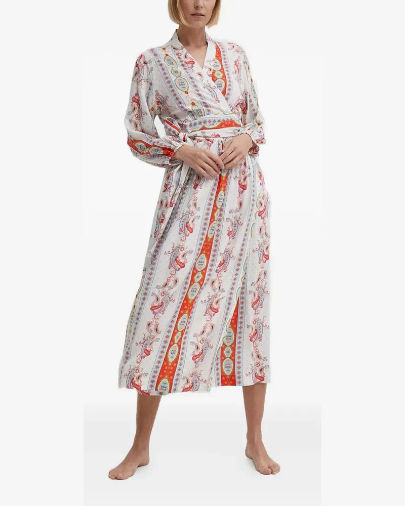 Melissa Odabash Rachel Midikleid mit Print - Weiß Weiß
