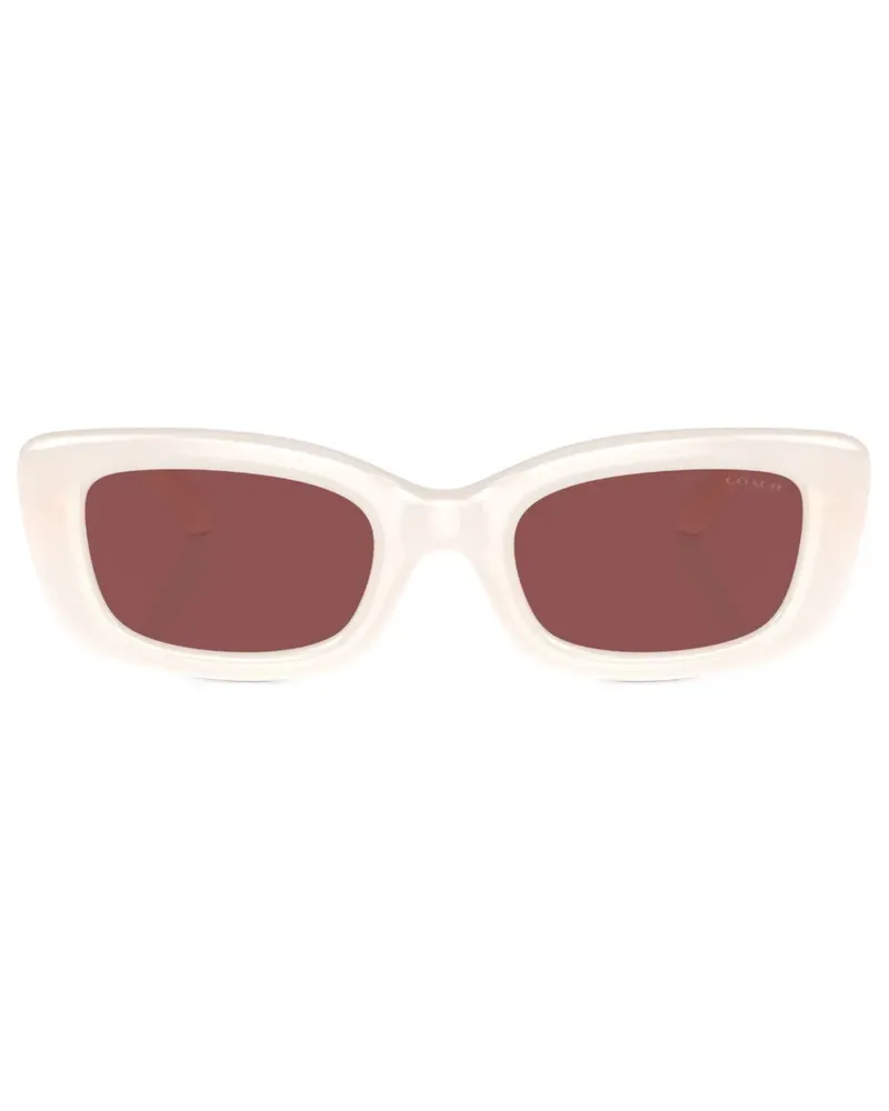 Coach Eckige Sonnenbrille mit Logo-Schild - Weiß Weiß