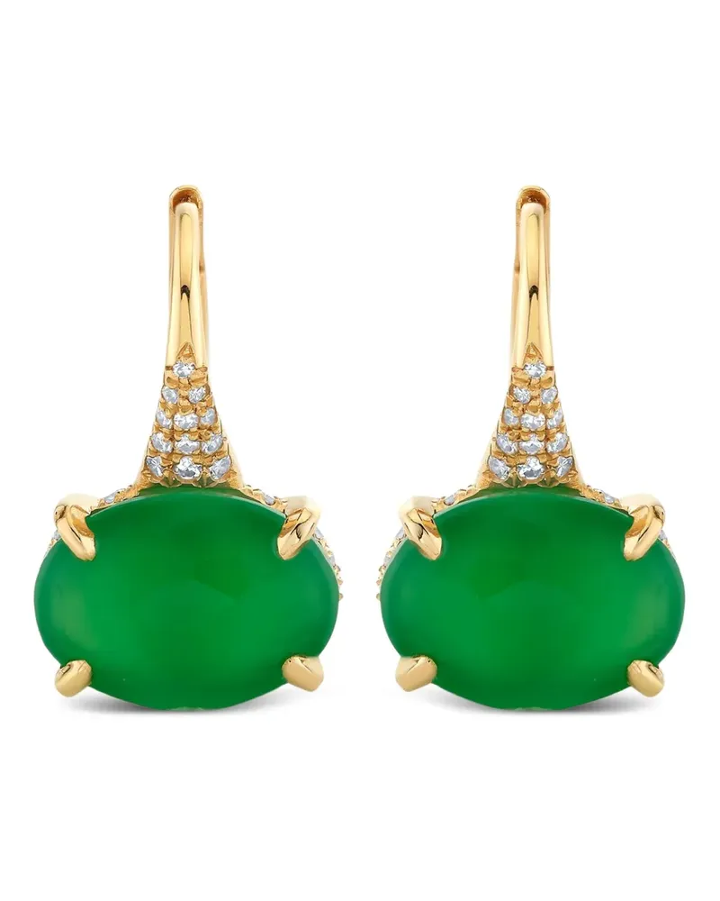 SHAY 18kt Gelbgoldohrringe mit Diamanten und Granat Gold