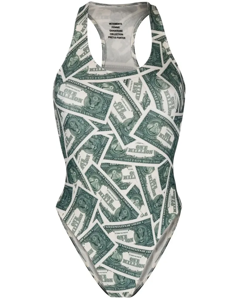VETEMENTS Badeanzug mit "Million Dollar"-Print - Grün Grün