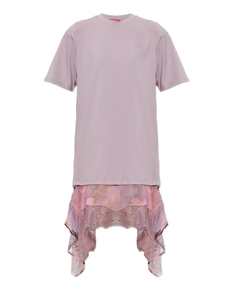 Diesel D-oreny lace-trimmed handkerchief-hem asymmetric dress - Violett Violett
