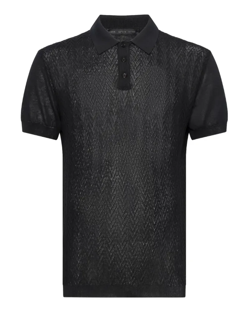 Low Brand chevron-knit polo shirt - Schwarz Schwarz