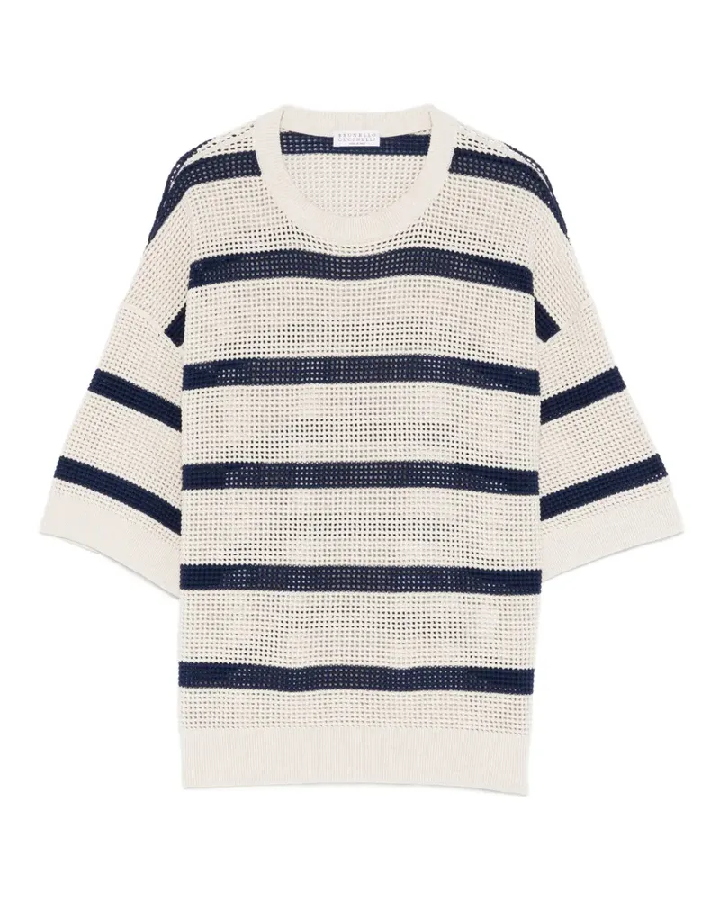 Brunello Cucinelli Gestreiftes T-Shirt - Nude Nude