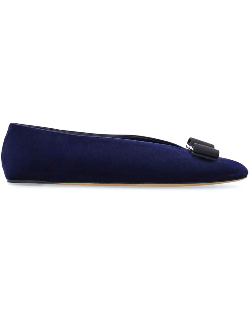 Ferragamo Vara Ballerinas aus Samt Blau