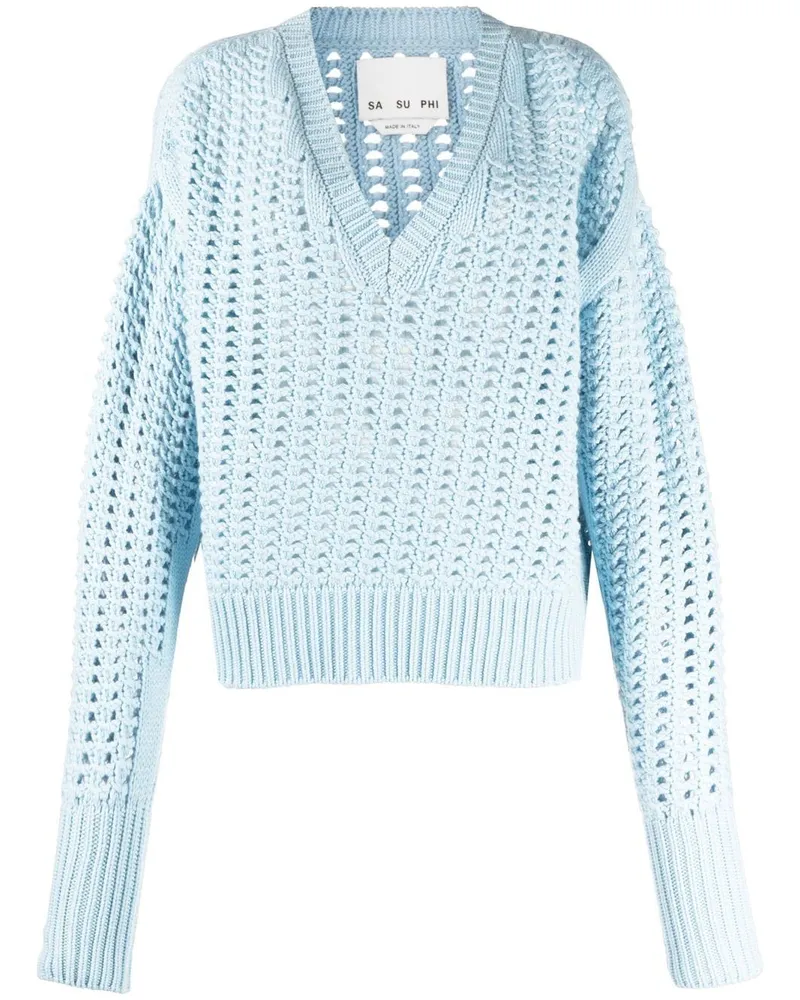 Sa Su Phi Pullover mit V-Ausschnitt - Blau Blau