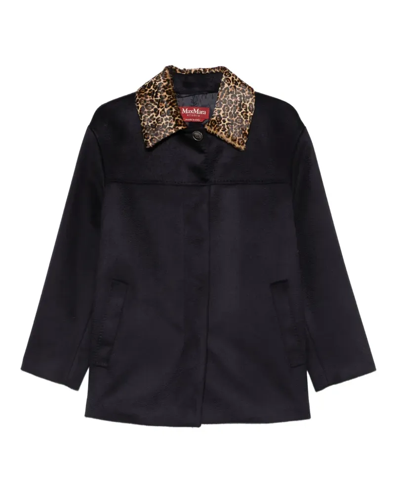 Max Mara Calamo Mantel mit Leopardenprint - Blau Blau