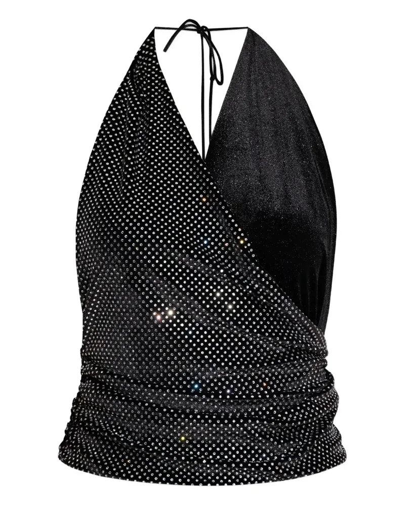 Balmain Neckholder-Top mit Kristallen - Schwarz Schwarz