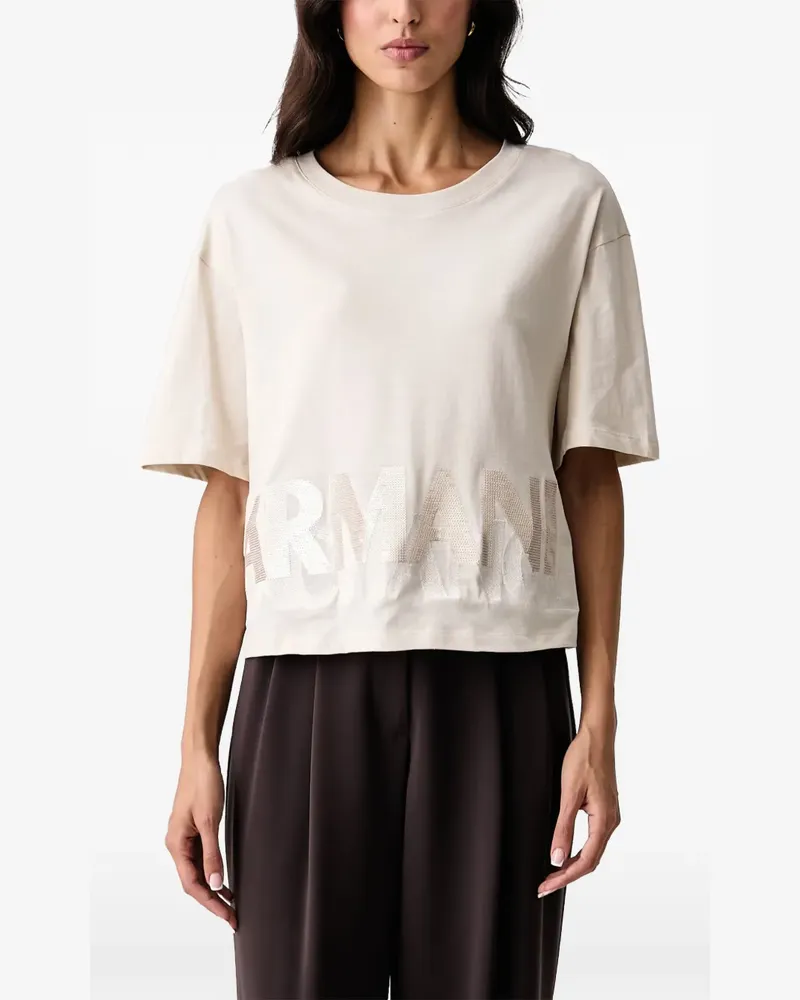 Armani Exchange T-Shirt mit Pailletten - Nude Nude