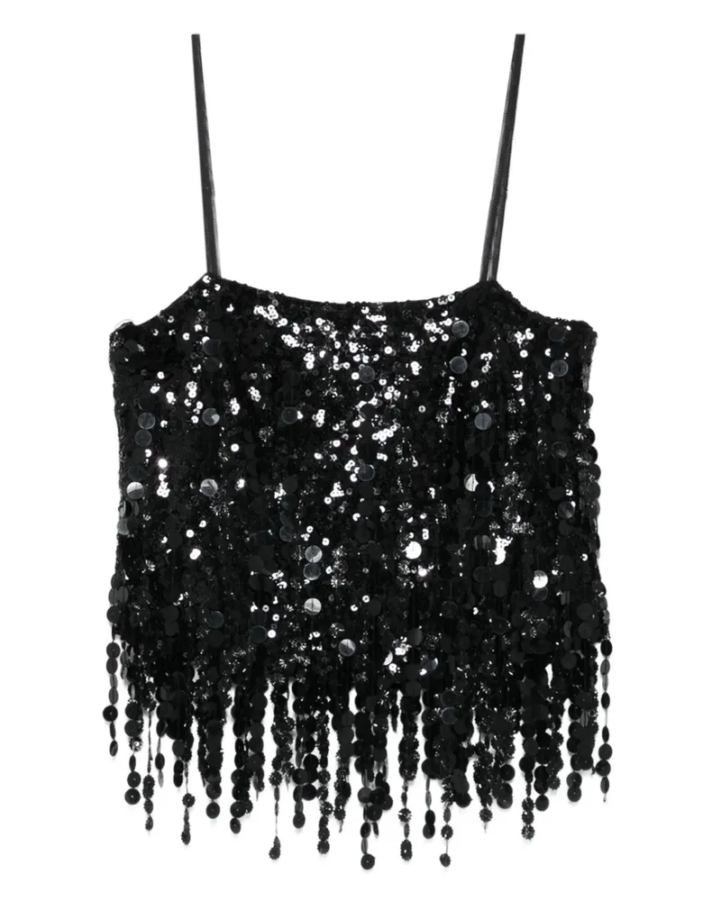 Blumarine sequin fringed top - Schwarz Schwarz