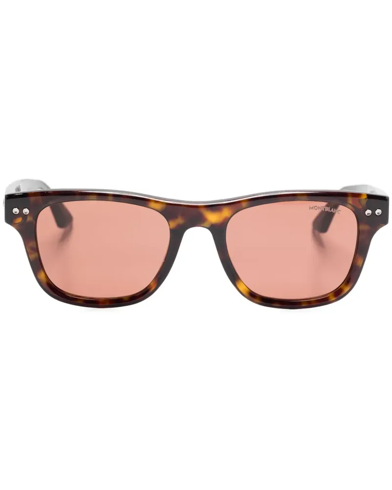 Montblanc Sonnenbrille mit eckigem Gestell - Braun Braun