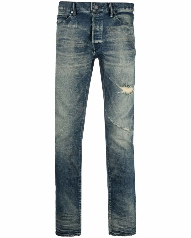 John Elliott + Co Halbhohe Skinny-Jeans - Blau Blau
