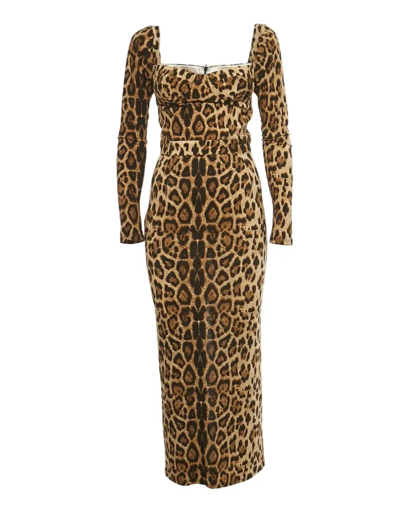 The New Arrivals Ilkyaz Ozel jersey leopard-print midi dress - Braun Braun