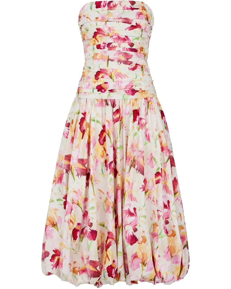 NICHOLAS Schulterfreies Despina Midikleid - Rosa Rosa