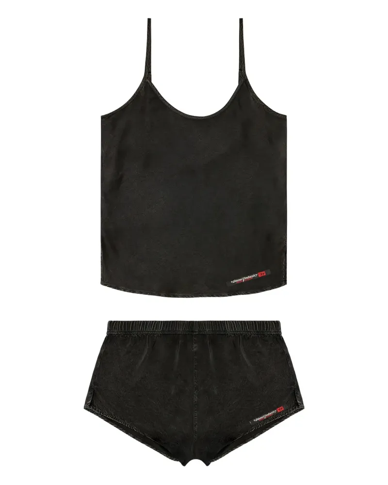 Diesel Pyjama mit Logo-Patch - Schwarz Schwarz