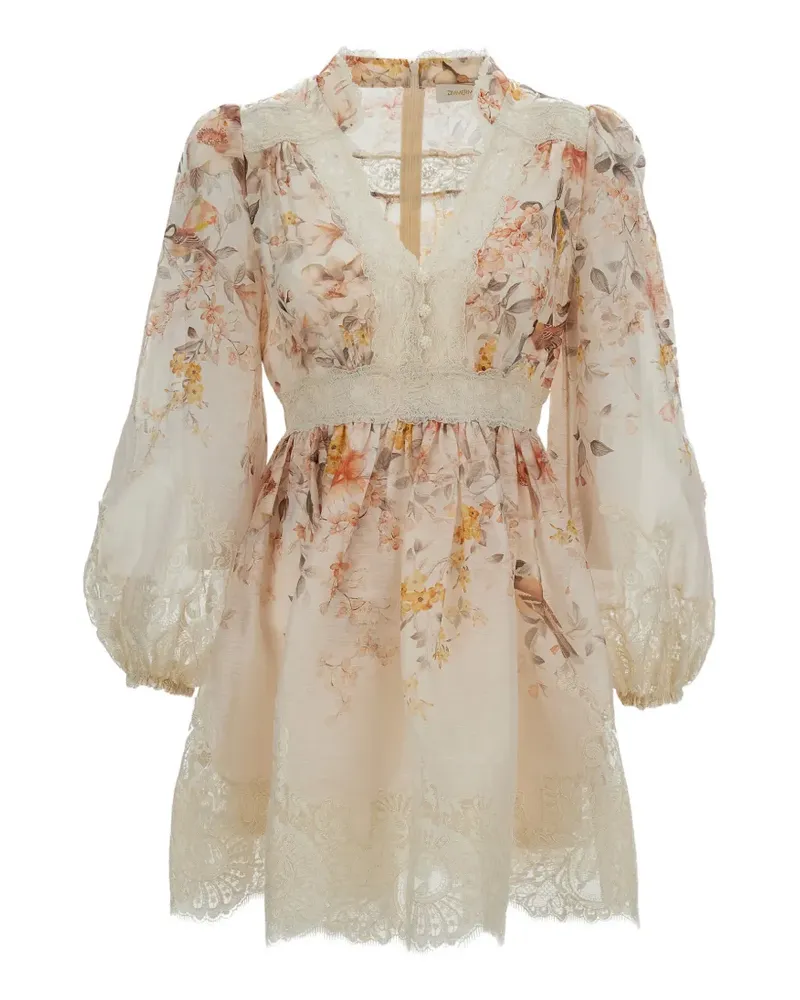 Zimmermann Luna lace mini dress - Nude Nude