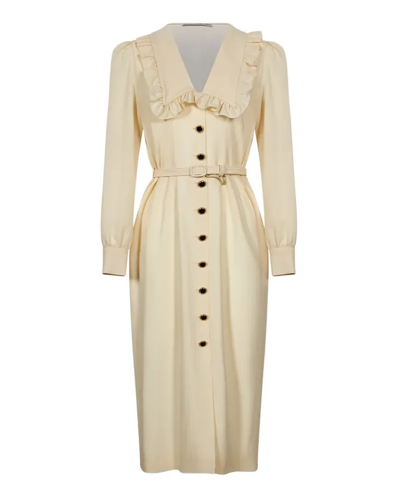 Alessandra Rich ruffled belted midi dress - Weiß Weiß