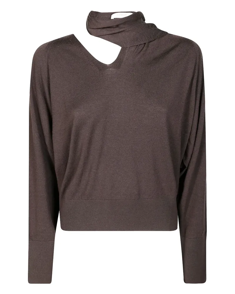 Incotex Pullover mit Cut-Out und Schal - Braun Braun