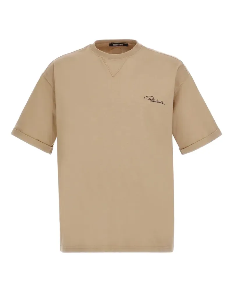 Roberto Cavalli T-Shirt mit Logo-Patch - Nude Nude