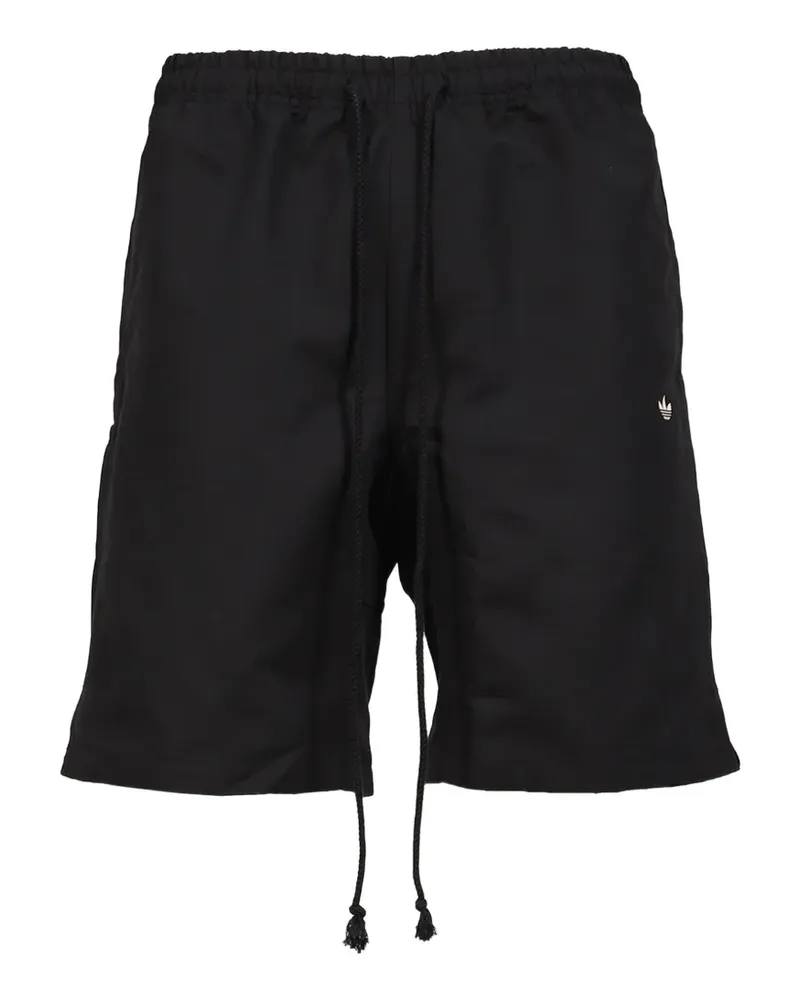 Song For The Mute Gestreifte Shorts mit Logo-Stickerei - Schwarz Schwarz