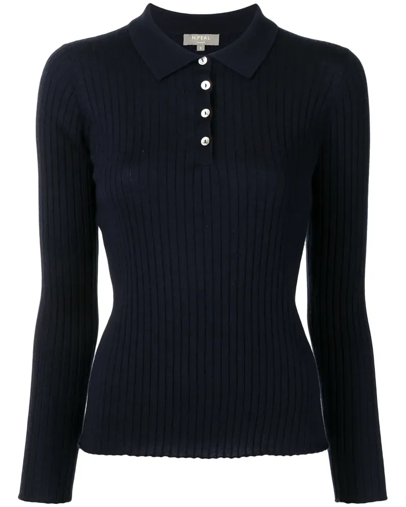 N.Peal Gerippter Pullover - Blau Blau