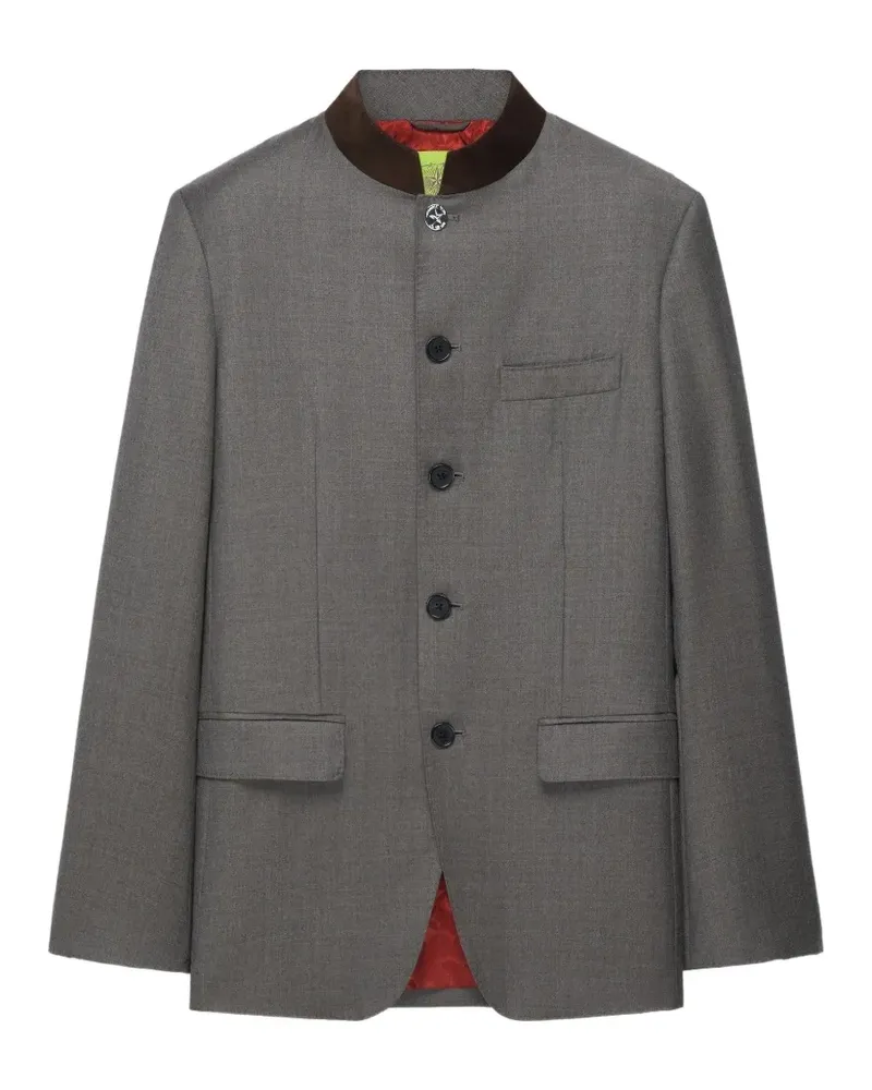 Shanghai Tang mandarin-collar five-button blazer - Grau Grau
