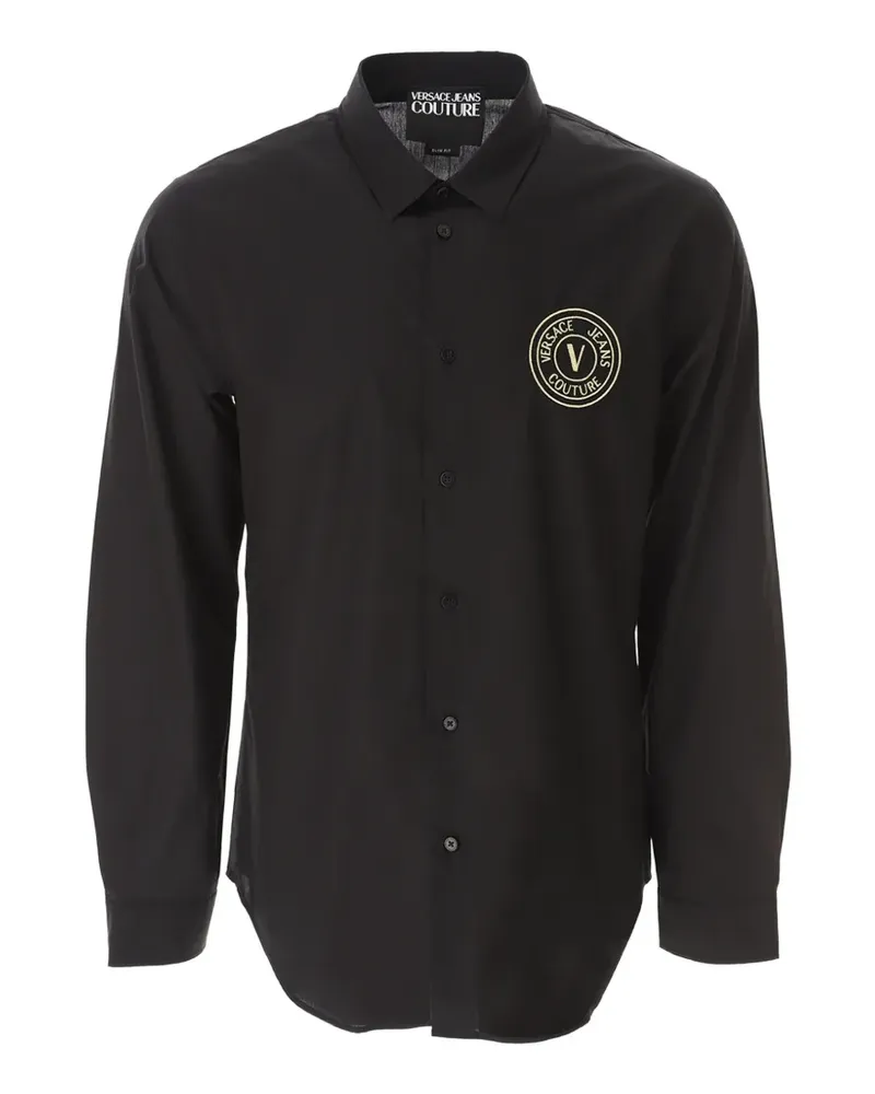 Versace Jeans Hemd mit Logo-Stickerei - Schwarz Schwarz