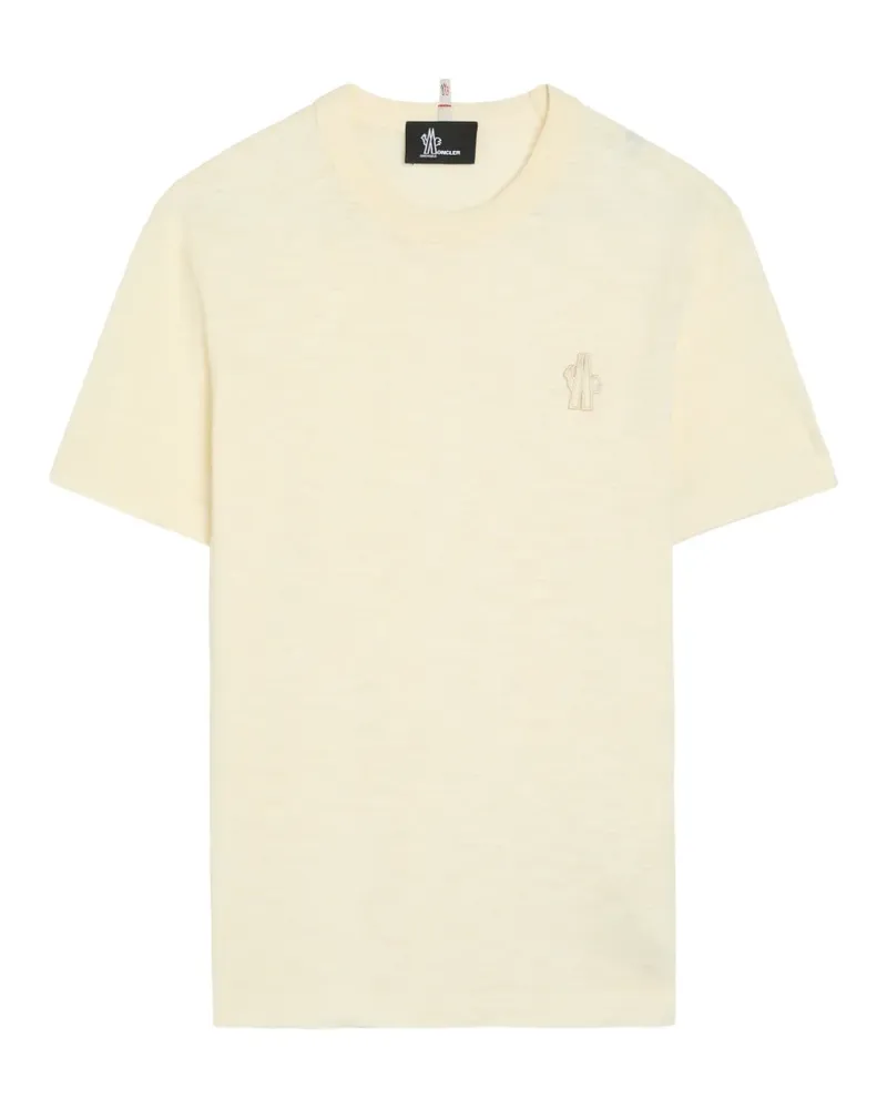 Moncler logo-patch slub-texture T-shirt - Nude Nude