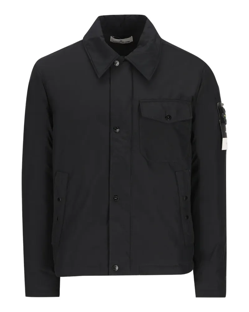 Stone Island 4100022 Jacke mit Logo-Patch - Schwarz Schwarz