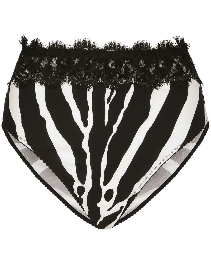 Dolce & Gabbana Hoch sitzender Slip mit Zebra-Print - Schwarz Schwarz