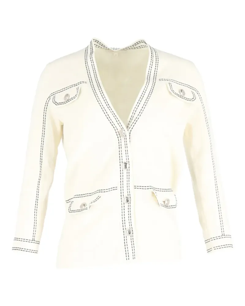 Maje contrast-stitching cardigan - Nude Nude