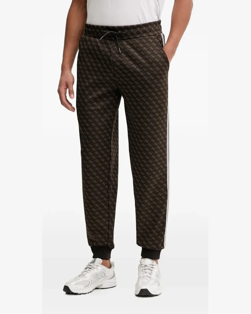 Guess monogram-print side-stripe track pants - Braun Braun