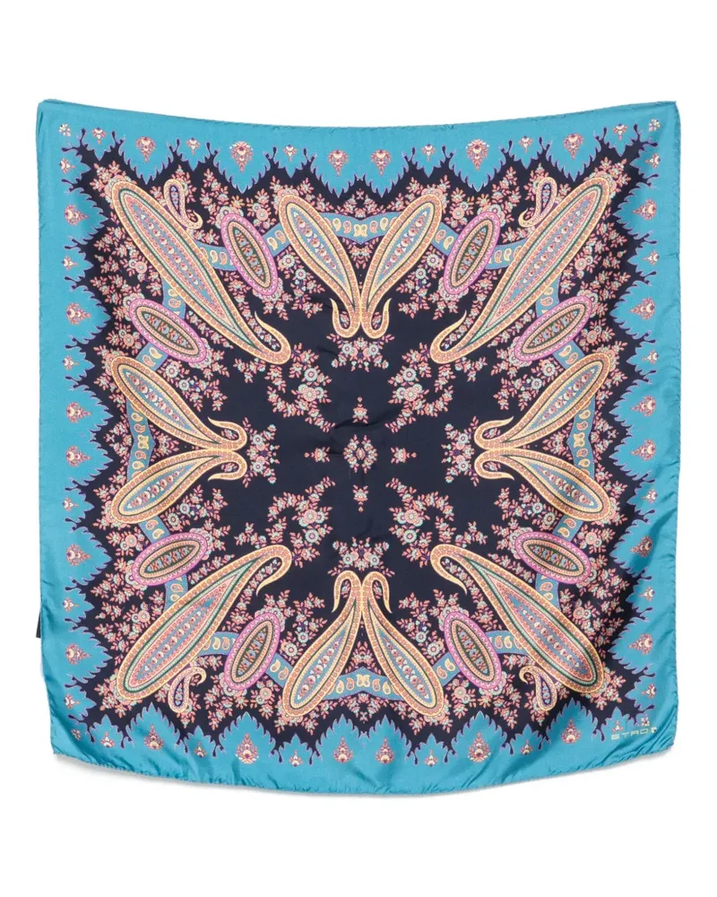 Etro Schal aus Seide mit Paisleymuster - Blau Blau