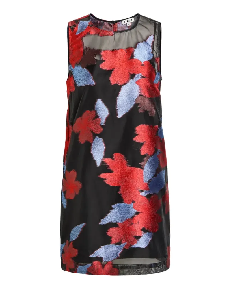 STAUD Brea floral-detail sleeveless mini dress - Schwarz Schwarz