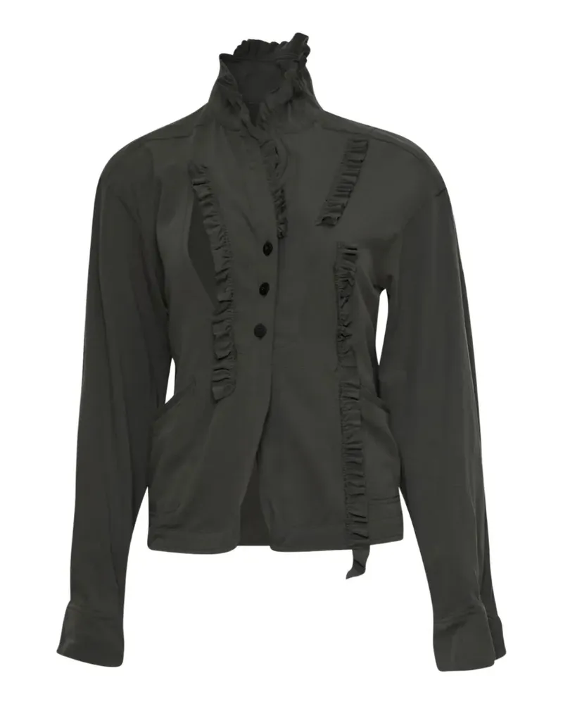 OPEN YY ruffled-neck fitted jacket - Grün Grün