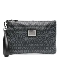 Dolce & Gabbana Beschichtete Clutch aus Logo-Jacquard Schwarz