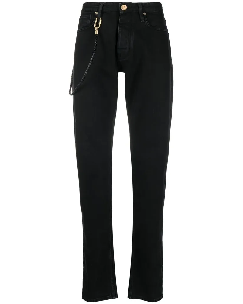 Emporio Armani Straight-Leg-Jeans mit Lederriemen - Schwarz Schwarz