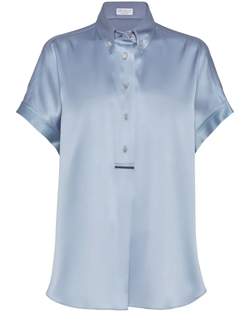 Brunello Cucinelli Hemd aus Satin - Blau Blau