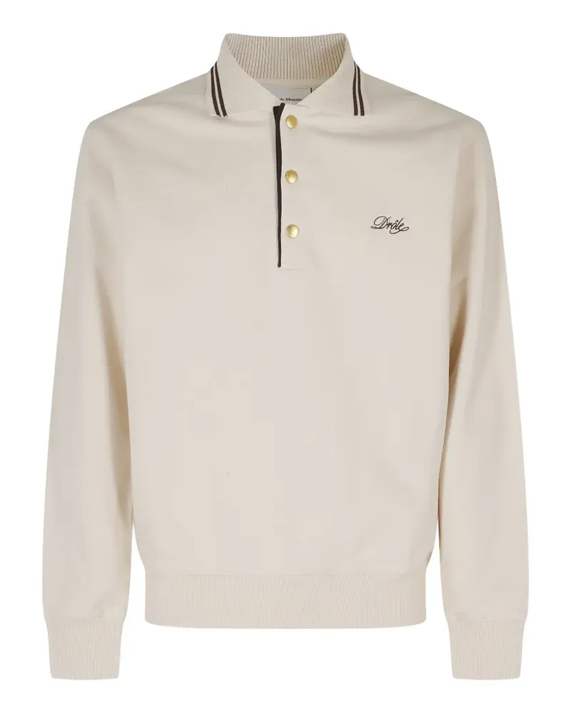 Drôle de Monsieur logo-embroidered tipped polo shirt - Nude Nude