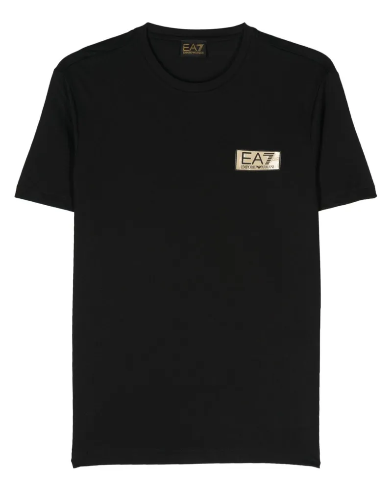 EA7 T-Shirt mit Logo-Applikation Schwarz