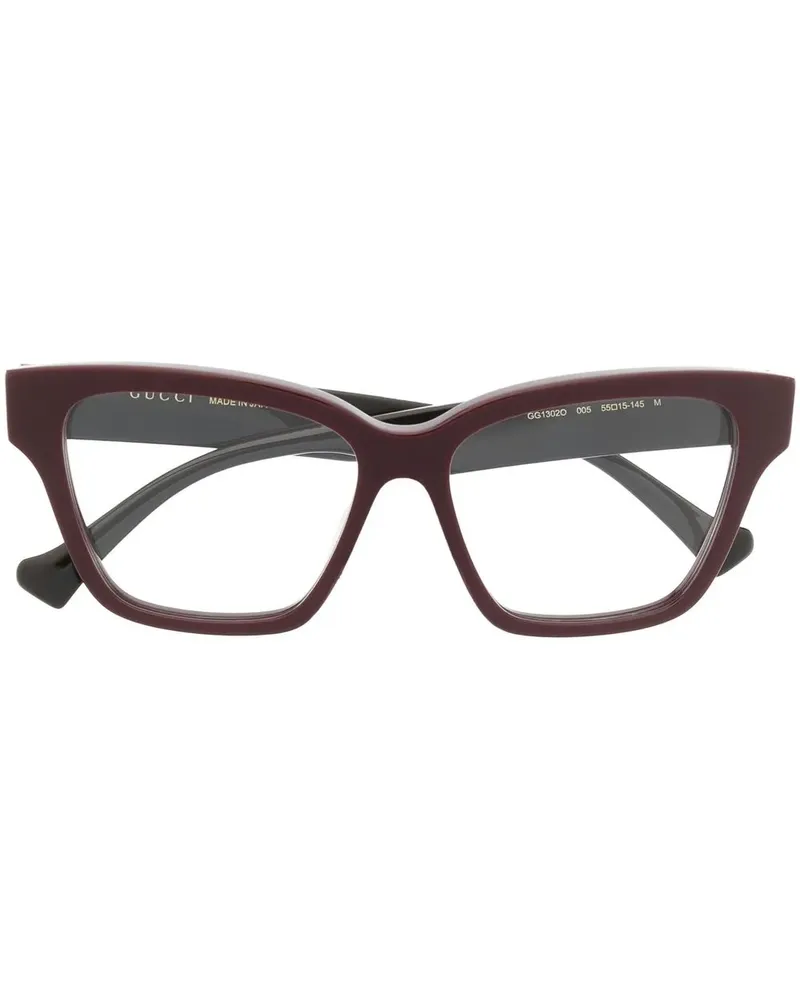 Gucci Brille mit breitem Gestell - Rot Rot