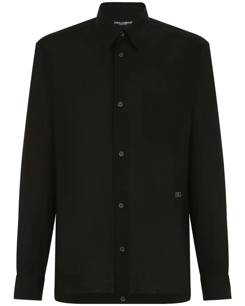 Dolce & Gabbana Hawaiihemd aus Leinen - Schwarz Schwarz