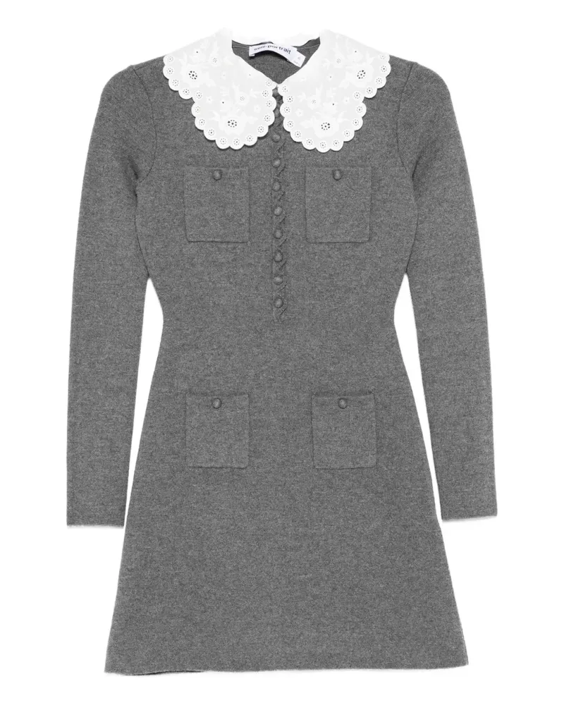 Self-Portrait Midikleid mit langen Ärmeln - Grau Grau