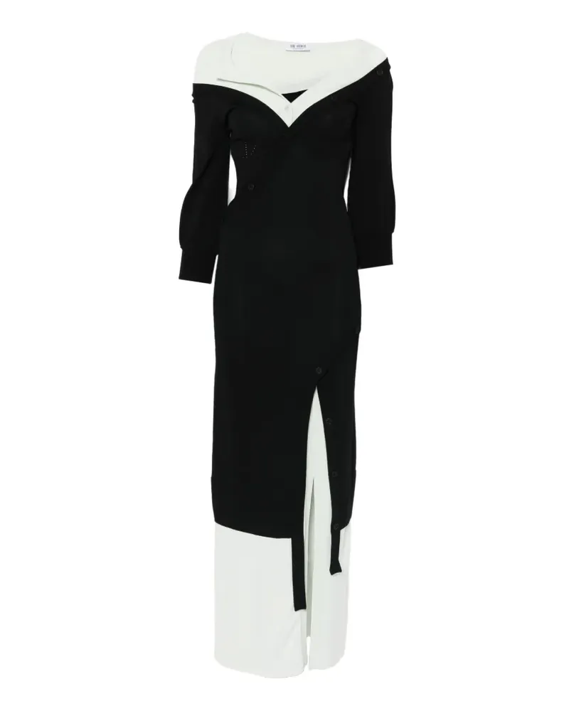 ATTICO off-shoulder layered maxi dress - Schwarz Schwarz