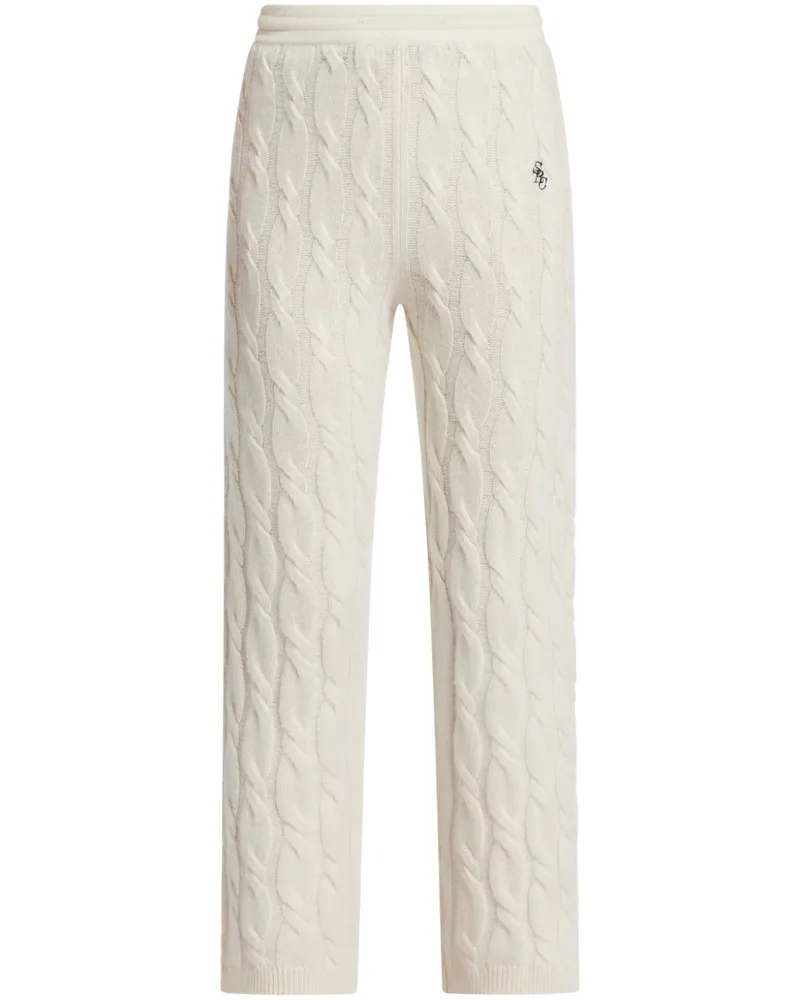 SPORTY & RICH Hose mit Zopfmuster - Weiß Weiß