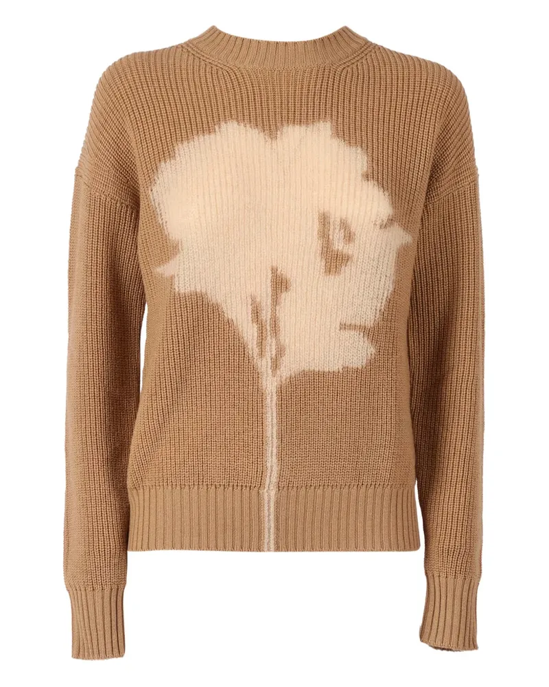 Max Mara Strickoberteil mit Blumen - Nude Nude