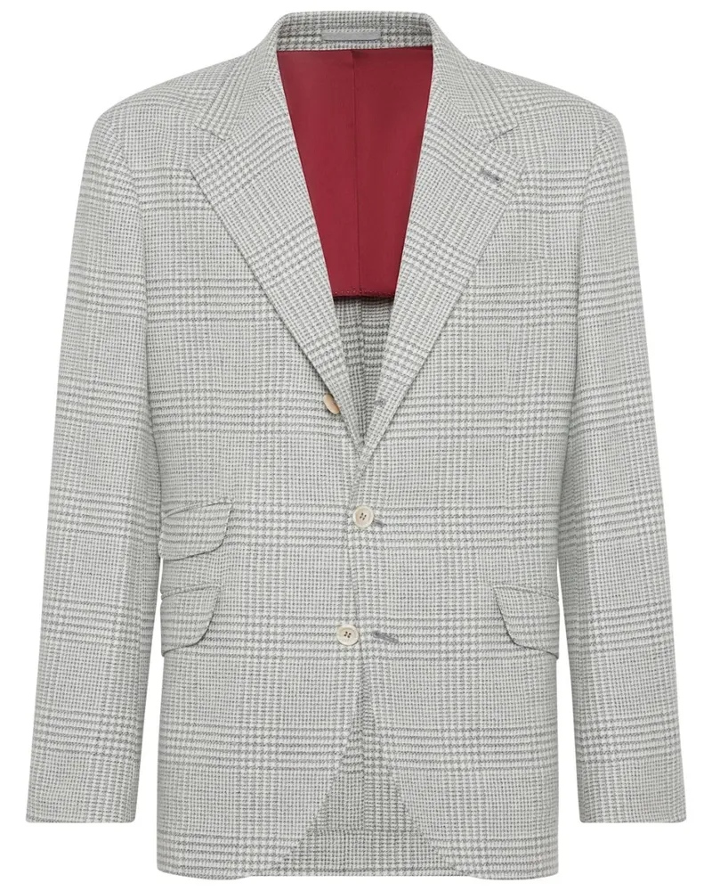 Brunello Cucinelli Sakko mit Prince of Wales-Karo Grau