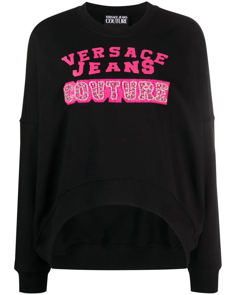 Versace Jeans Sweatshirt mit Logo-Print Schwarz