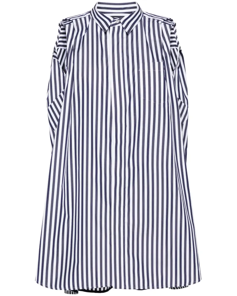 Sacai Gestreiftes Popeline-Hemdkleid - Blau Blau